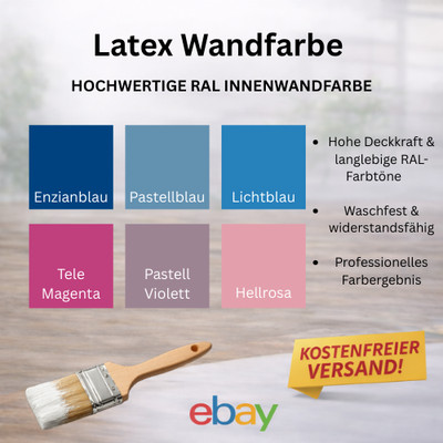 Latexfarbe  Seidenlatex bunt Innenwandfarbe Wandfarbe Dispersionsfarbe  RAL 2/5L