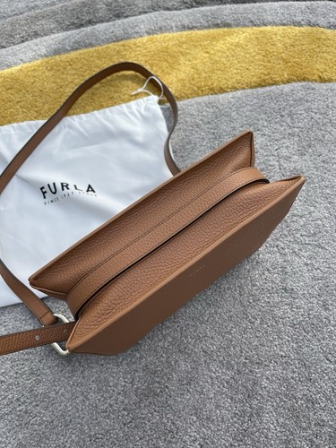 FURLA  NUVOLA CROSSBODY Arch Logo on Strap Leather BRANDY (brown) NEW - Picture 9 of 18