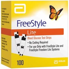 FreeStyle Lite Blood Glucose Test Strips 100ct NEW Sealed EXP 2027