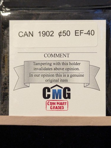 1902 Coin Mart Graded Canadian 50 Cent, **EF-40** - Photo 6/7