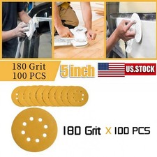 100 PCS 5in Sanding Discs 8-Hole Hook Loop Sander Orbital Sandpaper 180 Grit US 0.22 per gallon