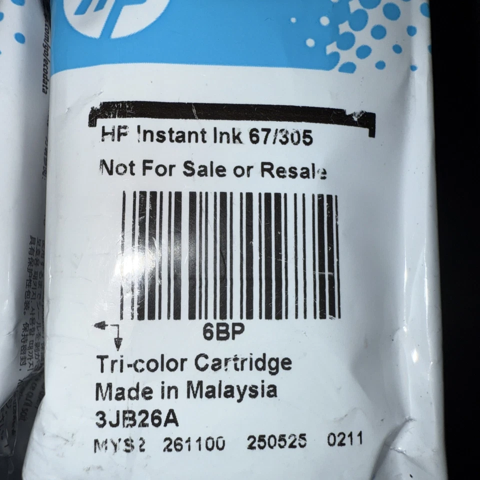 HP Instant Ink 65/304 Original Schwarz Patrone 67/305 Tri-Color Neu Versiegelt - Bild 3 von 3