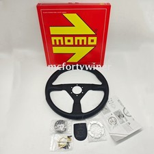 Momo Montecarlo 350mm 14 Genuine Leather Thickened Spoke Steering Wheel Black