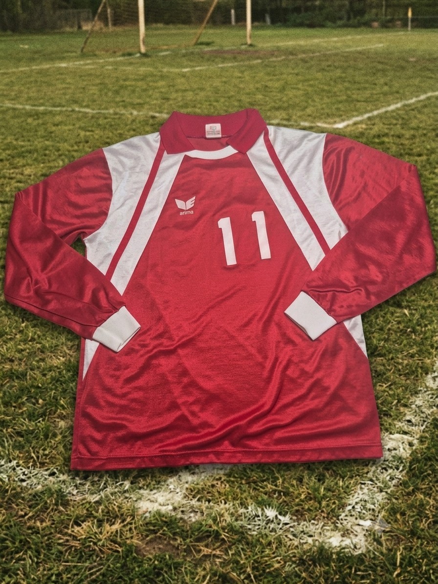 Vintage Erima 80s Soccer LongSleeve Soccer Large Red Retro Throwback 