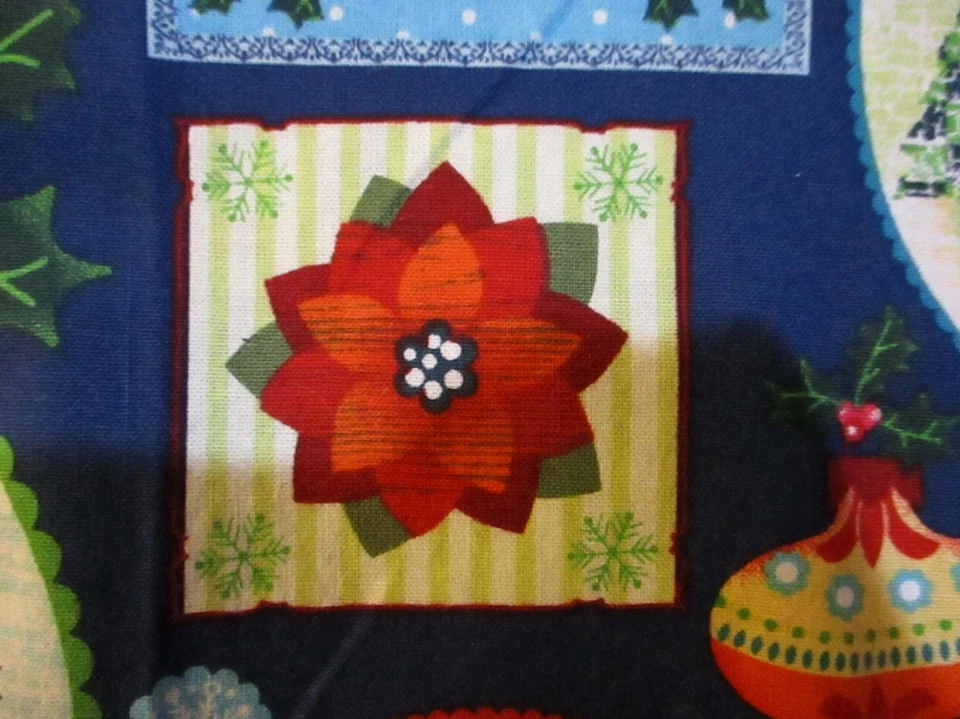 Christmas Snowmen Patchwork Handmade Blue  Cotton Scrub Top, Size X- Large - Image 4 of 4