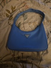 Blue Prada tessuto nylon handbag. Authentic a...