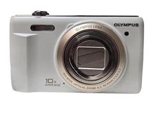 Olympus VR-340 White Digital Camera 16.0 MP Tested Works! READ