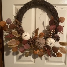Fall Wreath With Pumpkins And Fall Leaves