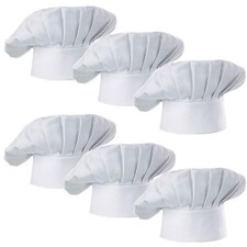Chef Hat Set of 6 PCS Pack Adult Adjustable Elastic Baker Kitchen Cooking Che...