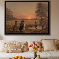 Gift Dog Oil Painting Wall Art Whippet Siberian Husky Canvas Landscape Decor