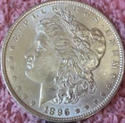 1896 -P  MORGAN SILVER DOLLAR COINS.  UNCIRCULARED BU   LOT # 29