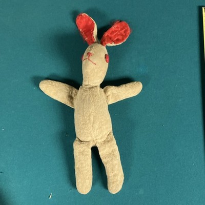 Small Rabbit Plush Stuffed Animal, White & Red, 16  