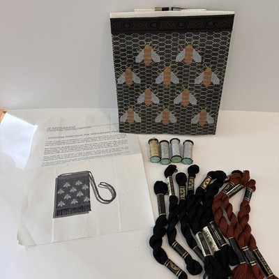 JP Needlepoint Purse Kit Juli Poitras Hand painted 13 CT canvas + Thread Bees