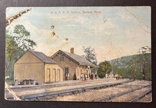 B & A RR Station Becket Massachusetts printed 1908 Somers Conn low grade