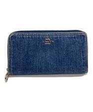 COACH Denim Long Zip Around Wallet Indigo Women's 12 Card Slots Auth
