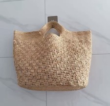 Large Straw Woven Tote Bag Women Beach Shopper Basket Handbag Summer