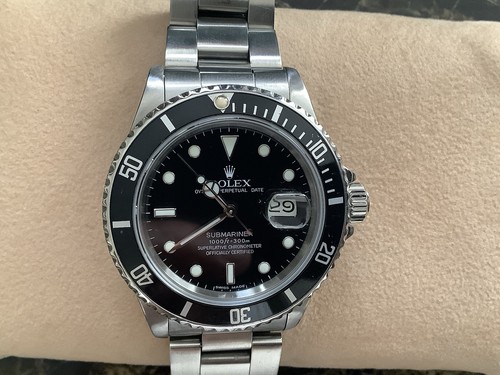Rolex Submariner 16800 Men's Watch Stainless Steel with Black Dial Date.
