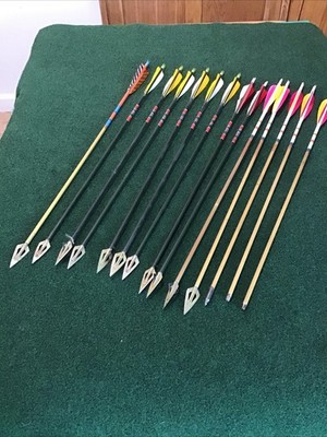 Lot of 15 Painted Aluminum Arrows w/ 11 Bear Razorhead Broadheads  (Browning)