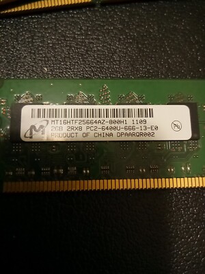 Micron 2GB 2Rx8 PC2-6400U DDR2 800MHz DIMM Memory RAM MT16HTF25664AZ-800H1