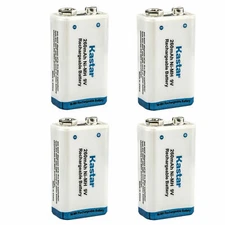 Kastar 4-Pack 9V Ni-MH 9V Rechargeable Batteries 260mAh for tools, smoke, or toy