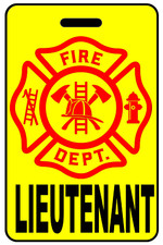 Personalized Safety Yellow Lieutenant Firefighter Cross Luggage/Gear Bag Tag