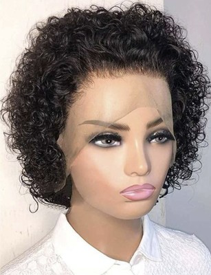 Afro Femme Locken-Perücke 14 Zoll (35,5 Cm) – Synthetisch, Mit Spitzennetz, Schwarz, Verstellbar