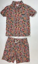 Disney Junior Mickey Baby Boys Linen Top  Short Set Size 5T Hawaiian Surf Beach