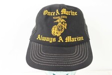 Vintage 80s United States Marine Corps Once a Marine Spell Out Trucker Hat USA