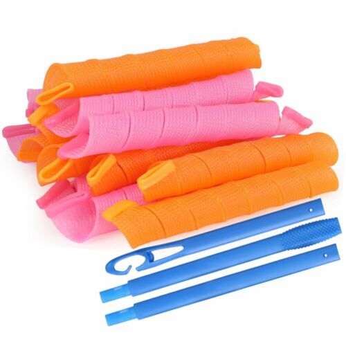 20 Pcs 55CM Magic Long Hair Curlers Leverage Spiral Rollers Styling Tool + Hook - Picture 5 of 12