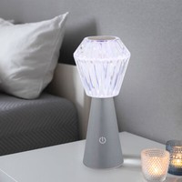 Tischlampe Beistellleuchte Dekoleuchte Rgb Led Kristall Usb Touch Akku Silber