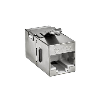 Keystone Verbinder Adapter Kupplung Cat.6A 2xRJ45 Buchse geschirmt Metallgehäuse