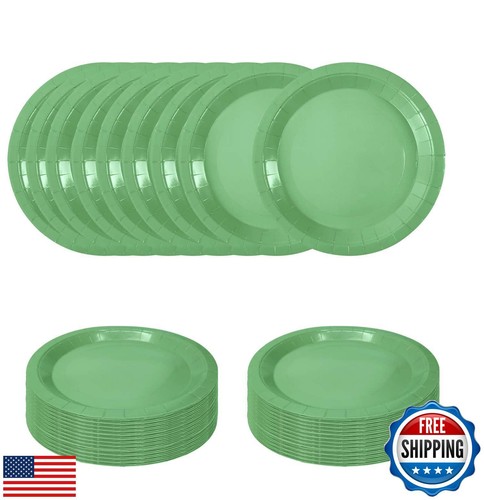 SietDESEO 50 PCS Green Paper Plates 7 Inch Disposable Plates Dessert Plates G