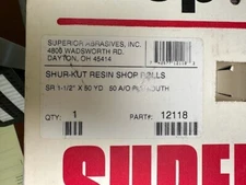 SUPERIOR ABRASIVES SHUR-KUT SHOP ROLL 12118 1-1/2" X 50 YD 50 GRIT A/O