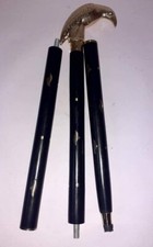 Nautical Brass Raven Head Handle Antique 3 Fold Black Wooden Walking Stick Canes