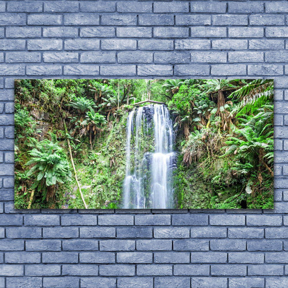 Tableau nature forêt cascade impression sur toile 140x70 cm panoramique