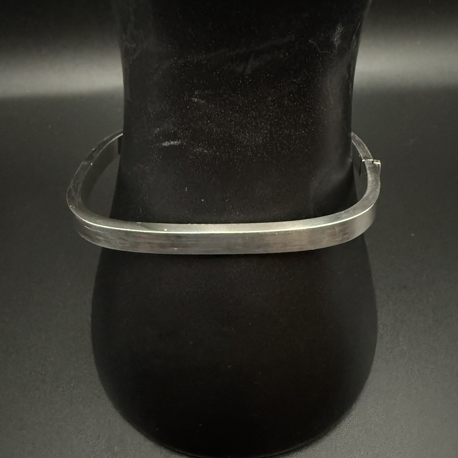 Estate Sterling Rectangular Bangle Bracelet Round… - image 4