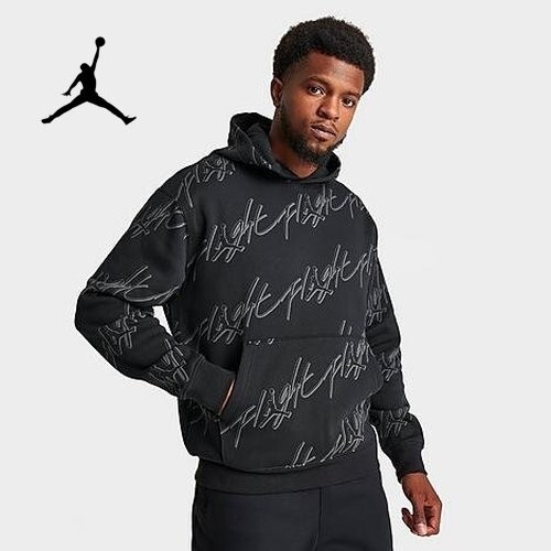 パーカー・フーディ Jordan Flight Essential Fleece Hoodie Black Jordan Flight Essentials All Over Print Mens Fleece Pullover