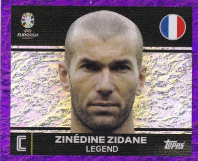 Autocollant Zinedine Zidane Topps UEFA EURO 2024 - Collection Violet #LEG 8