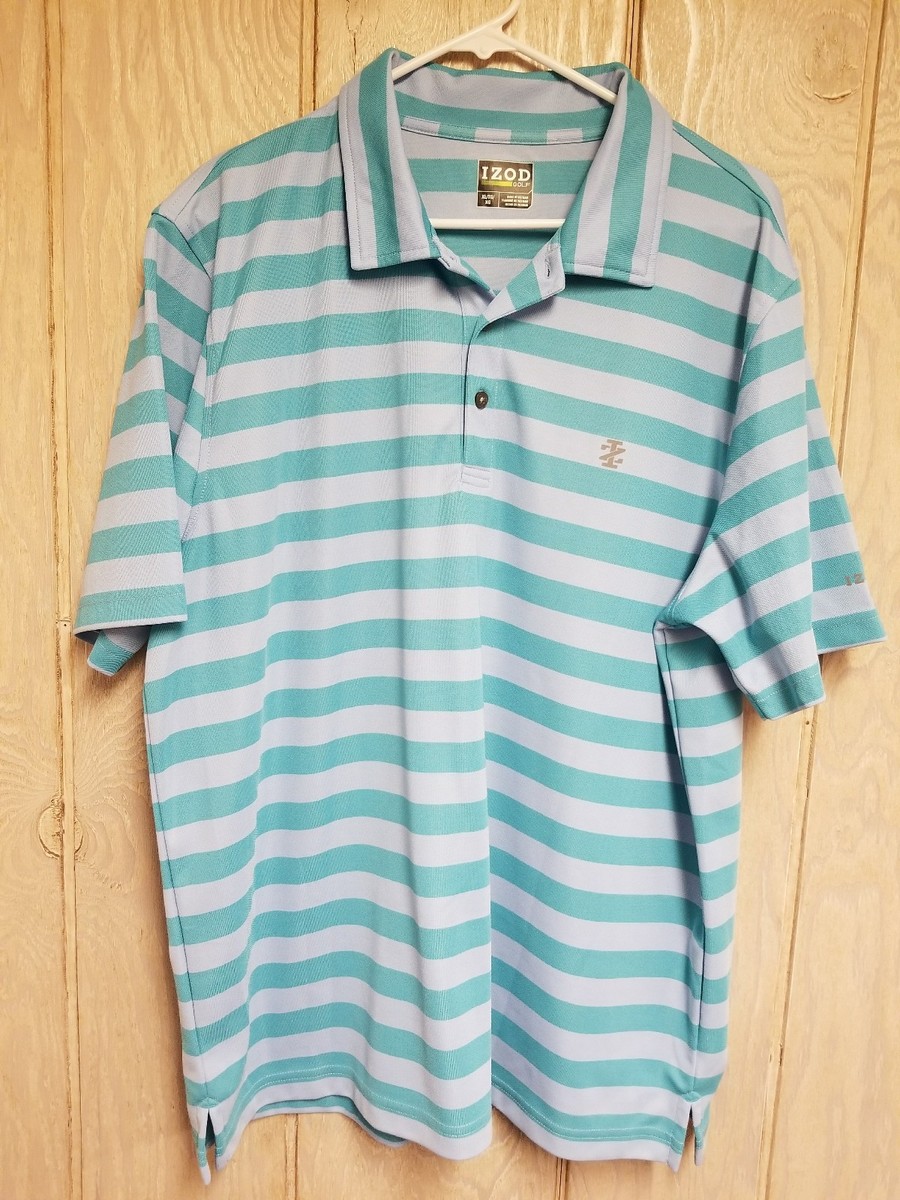 IZOD Golf Polo Shirt Mens size XL light blue and seafoam green
