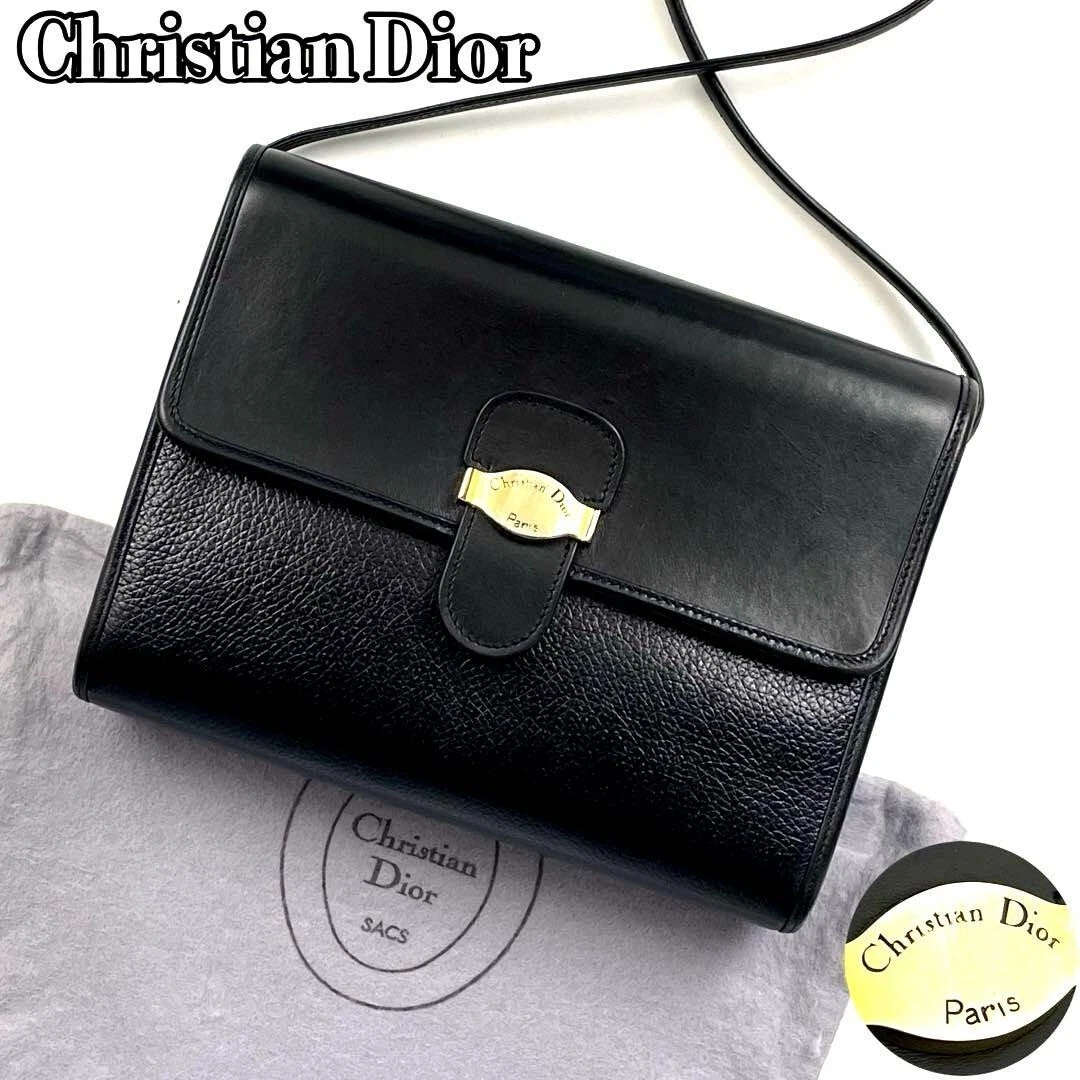 Sac bandoulière Christian Dior cuir noir vintage simple 202411M