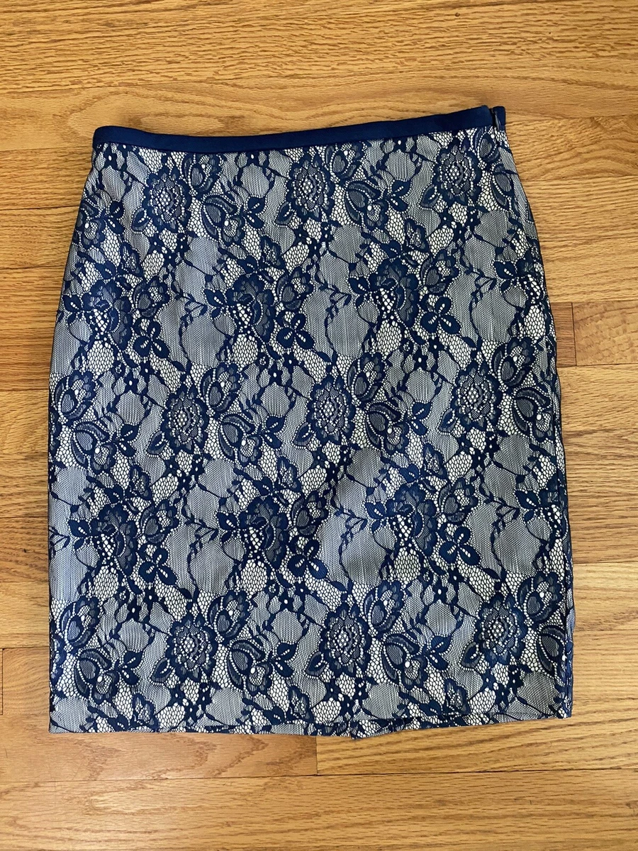Floral lace overlay pencil skirt cheap