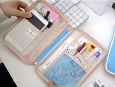 Travel Large Zippered Passport Document Holder Card Case Protector Cover Wallet