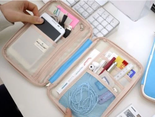 Cartera de viaje grande con cremallera para documentos de pasaporte (7,5" L x 0,8" W x 9" H) Foto 3 de 4