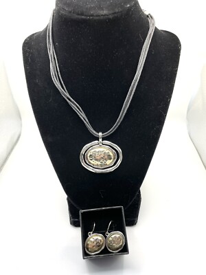 Two Tone Silver & Gold Necklace Earring Set