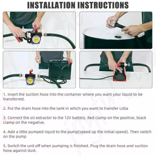 12V Diesel Transfer Pump 45L/Min Electric Car Oil Fuel Extractor Bowser Petrol - Picture 8 of 12