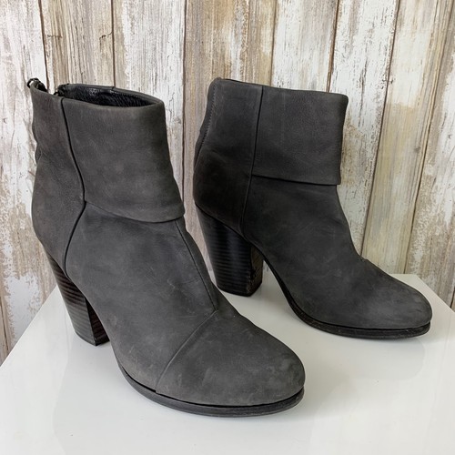 Rag & Bone Newbury Grey Suede Nubuck Ankle Zipper Boots Shoes 39 FLAW USED - Picture 2 of 11