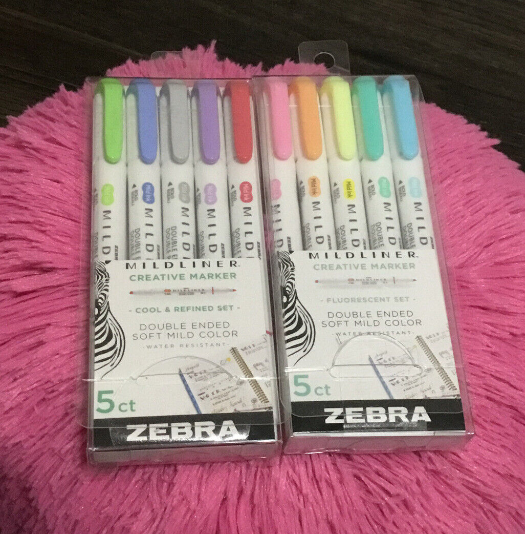 Zebra Pen Mildliner, Double Ended Highlighter & Marker, Lot Of 2 Pack NEW
