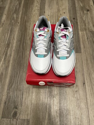 New Balance Heritage Golf Shoes Mens Size 9 MG100WPK White Pink Teal NEW
