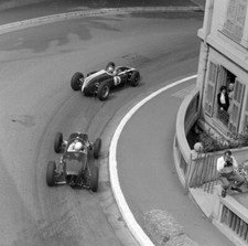 Jack Brabham Cooper T53 Climax leads Stirling Moss Lotus 18 Climax Old Photo