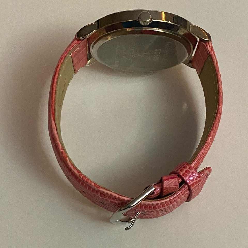 Gossip Pink Dial Silver Tone Leather Watch Working New Battery eBay